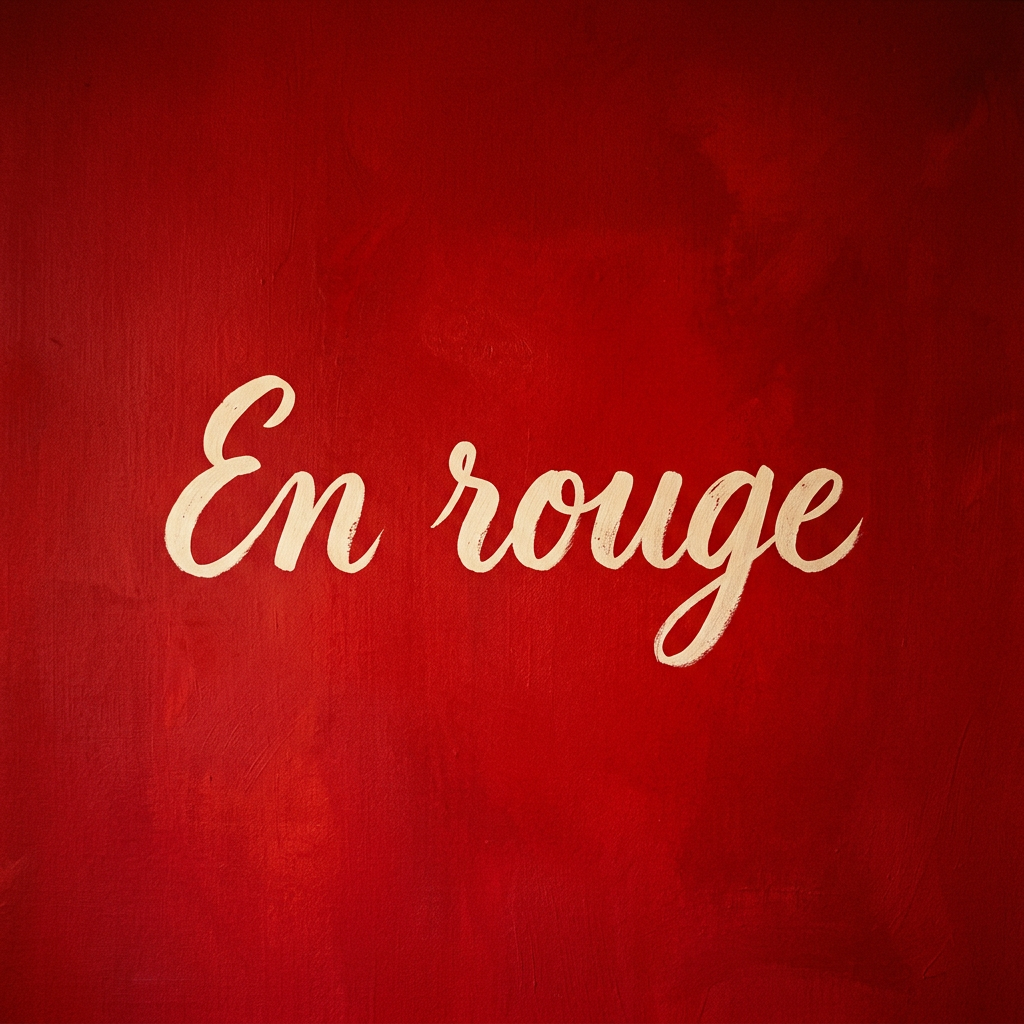 White cursive text reading 'En rouge' on a red background